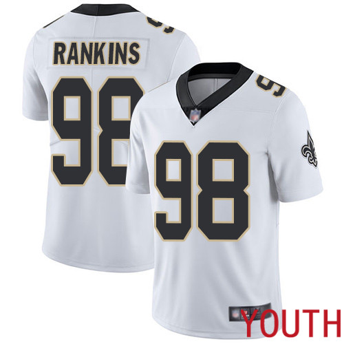 New Orleans Saints Limited White Youth Sheldon Rankins Road Jersey NFL Football #98 Vapor Untouchable Jersey->youth nfl jersey->Youth Jersey